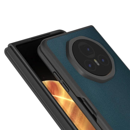 ABEEL For Honor Magic V3 5G Case Genuine Cow Leather+PC Phone Cover Black Edge