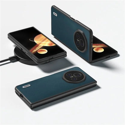 ABEEL For Honor Magic V3 5G Case Genuine Cow Leather+PC Phone Cover Black Edge