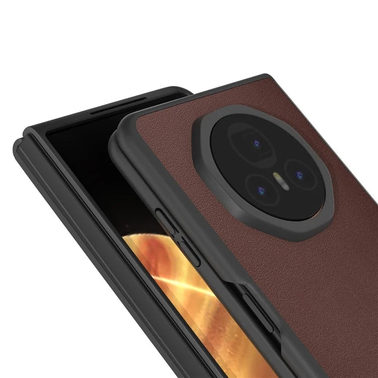 ABEEL For Honor Magic V3 5G Case Genuine Cow Leather+PC Phone Cover Black Edge