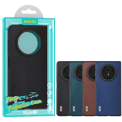 ABEEL For Honor Magic V3 5G Case Genuine Cow Leather+PC Phone Cover Black Edge