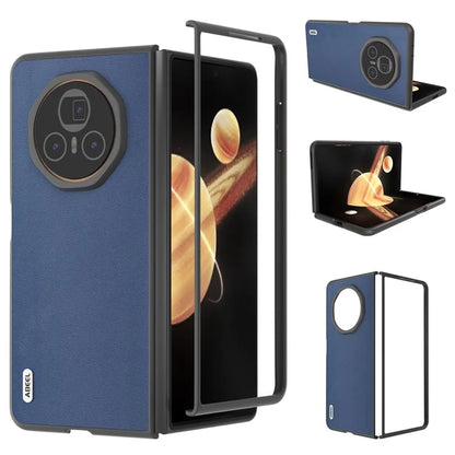 ABEEL For Honor Magic V3 5G Case Genuine Cow Leather+PC Phone Cover Black Edge