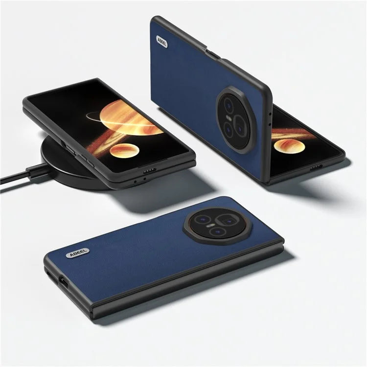 ABEEL For Honor Magic V3 5G Case Genuine Cow Leather+PC Phone Cover Black Edge