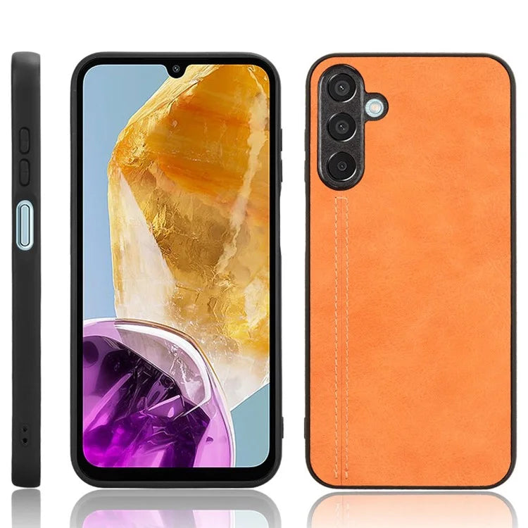 For Samsung Galaxy M15 5G Case Leather Coated PC+TPU Cover Stitching Line