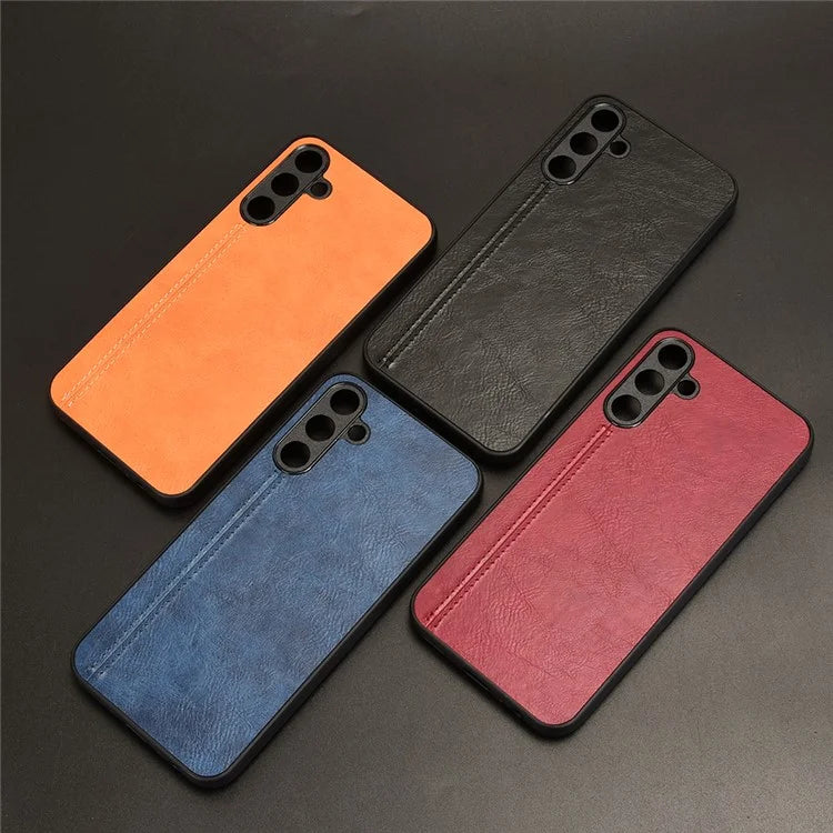 For Samsung Galaxy M15 5G Case Leather Coated PC+TPU Cover Stitching Line