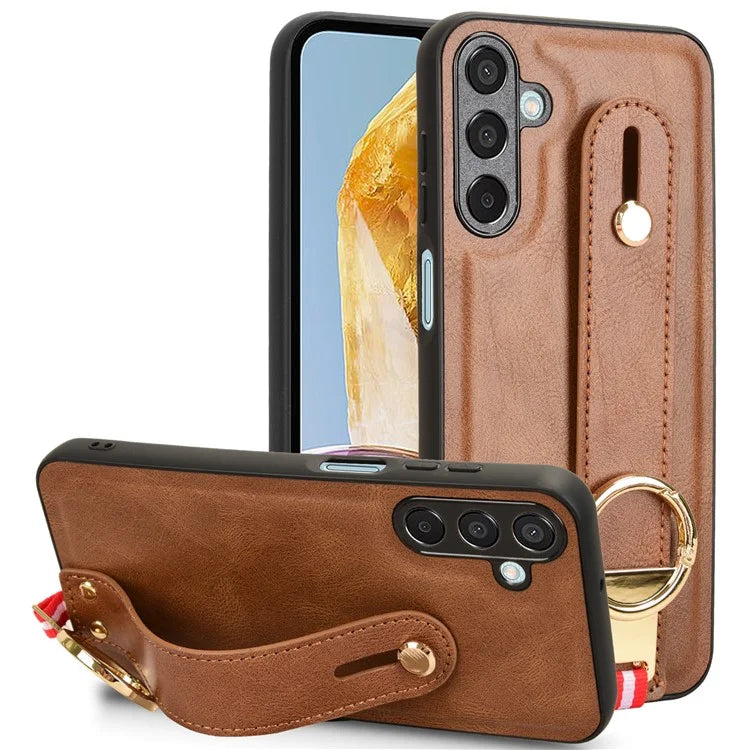 For Samsung Galaxy M15 5G Case Bottle Opener Wristband Leather+PC+TPU Phone Cover