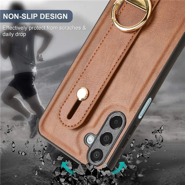 For Samsung Galaxy M15 5G Case Bottle Opener Wristband Leather+PC+TPU Phone Cover