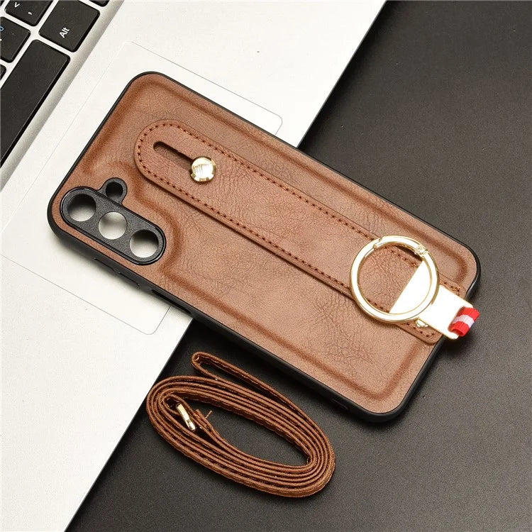For Samsung Galaxy M15 5G Case Bottle Opener Wristband Leather+PC+TPU Phone Cover