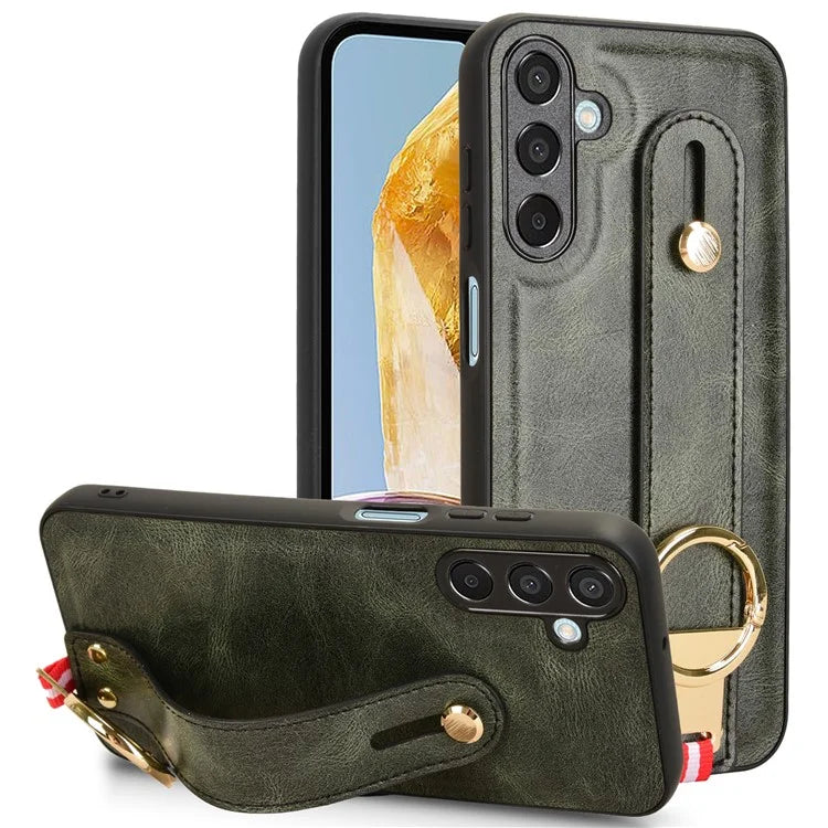 For Samsung Galaxy M15 5G Case Bottle Opener Wristband Leather+PC+TPU Phone Cover