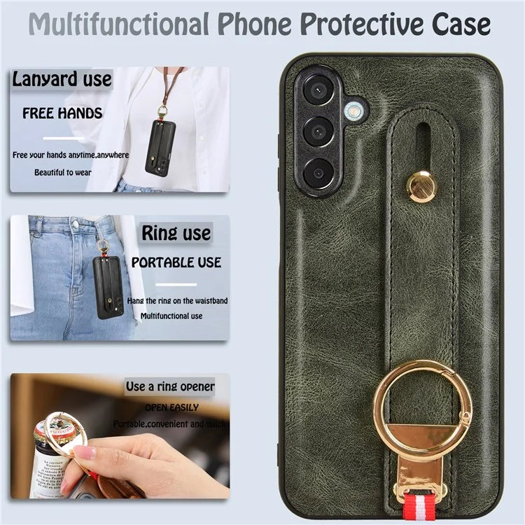 For Samsung Galaxy M15 5G Case Bottle Opener Wristband Leather+PC+TPU Phone Cover