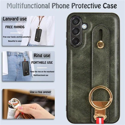 For Samsung Galaxy M15 5G Case Bottle Opener Wristband Leather+PC+TPU Phone Cover