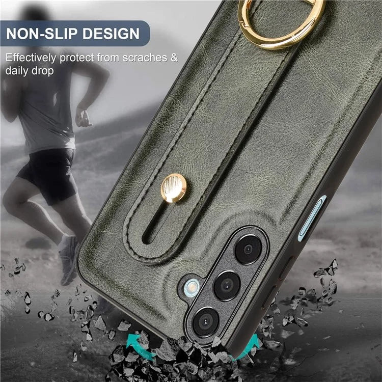 For Samsung Galaxy M15 5G Case Bottle Opener Wristband Leather+PC+TPU Phone Cover