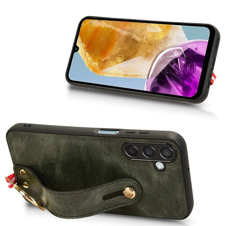 For Samsung Galaxy M15 5G Case Bottle Opener Wristband Leather+PC+TPU Phone Cover
