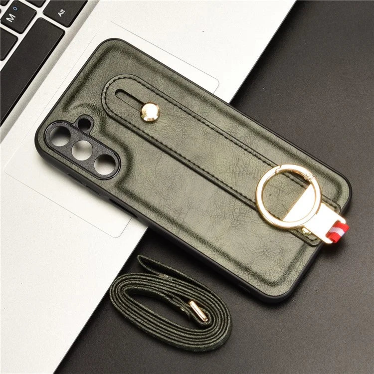 For Samsung Galaxy M15 5G Case Bottle Opener Wristband Leather+PC+TPU Phone Cover