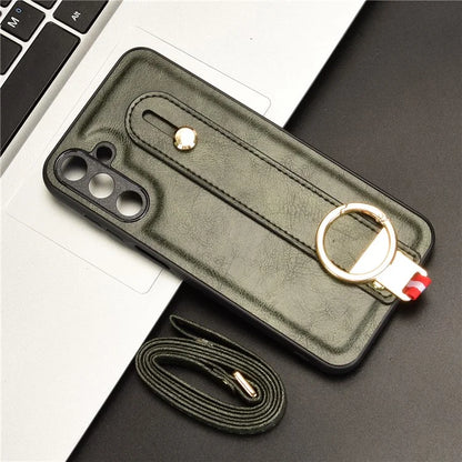 For Samsung Galaxy M15 5G Case Bottle Opener Wristband Leather+PC+TPU Phone Cover