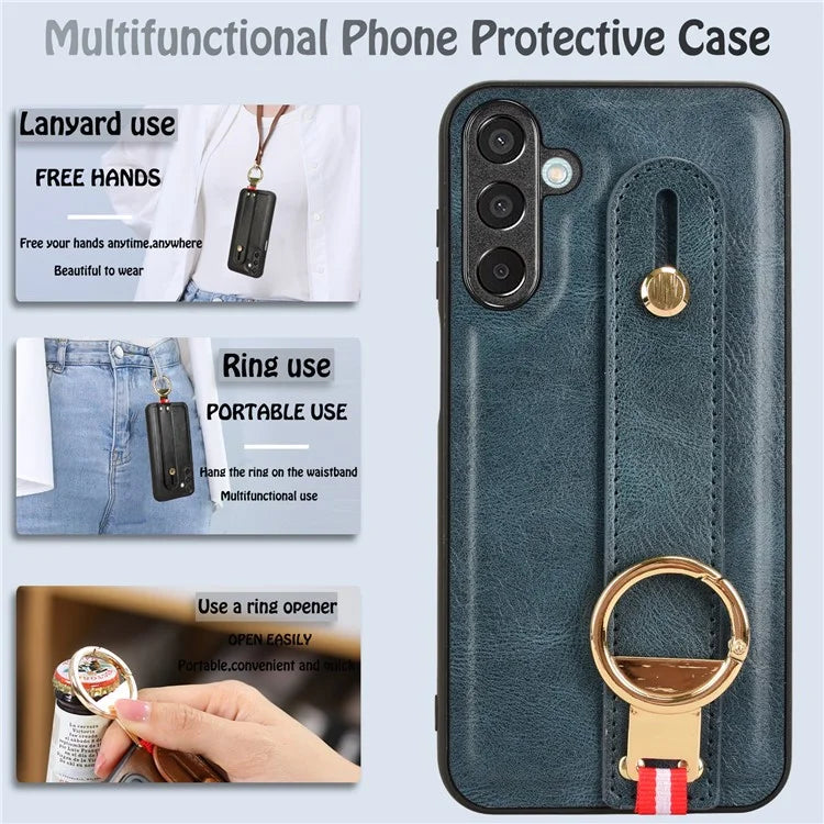 For Samsung Galaxy M15 5G Case Bottle Opener Wristband Leather+PC+TPU Phone Cover