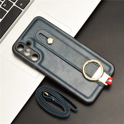 For Samsung Galaxy M15 5G Case Bottle Opener Wristband Leather+PC+TPU Phone Cover
