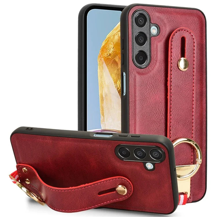 For Samsung Galaxy M15 5G Case Bottle Opener Wristband Leather+PC+TPU Phone Cover
