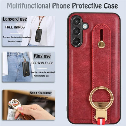 For Samsung Galaxy M15 5G Case Bottle Opener Wristband Leather+PC+TPU Phone Cover