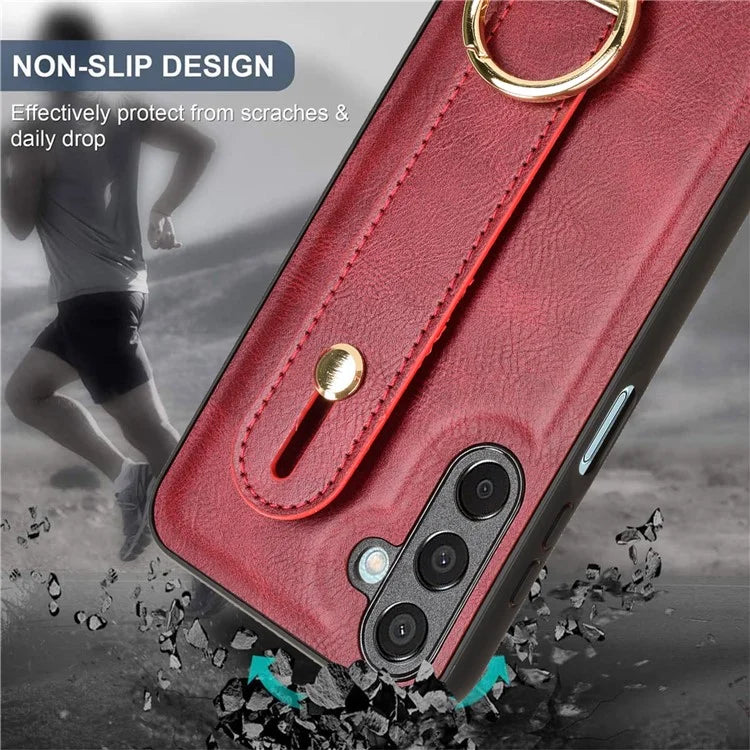 For Samsung Galaxy M15 5G Case Bottle Opener Wristband Leather+PC+TPU Phone Cover