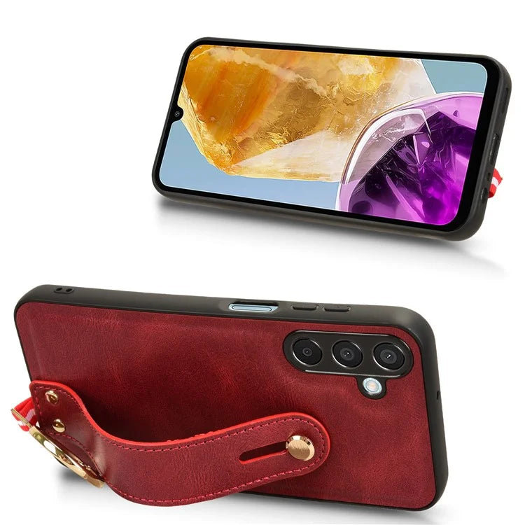 For Samsung Galaxy M15 5G Case Bottle Opener Wristband Leather+PC+TPU Phone Cover