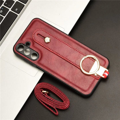 For Samsung Galaxy M15 5G Case Bottle Opener Wristband Leather+PC+TPU Phone Cover