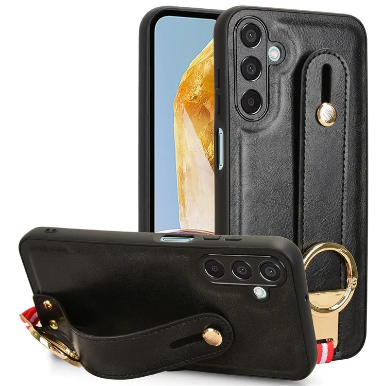 For Samsung Galaxy M15 5G Case Bottle Opener Wristband Leather+PC+TPU Phone Cover