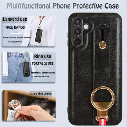 For Samsung Galaxy M15 5G Case Bottle Opener Wristband Leather+PC+TPU Phone Cover