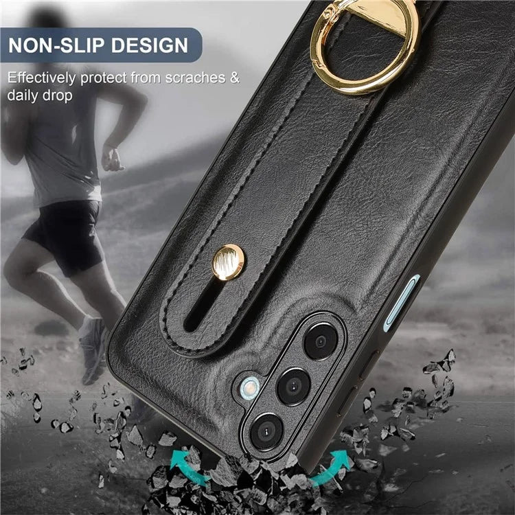 For Samsung Galaxy M15 5G Case Bottle Opener Wristband Leather+PC+TPU Phone Cover