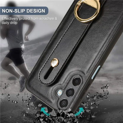 For Samsung Galaxy M15 5G Case Bottle Opener Wristband Leather+PC+TPU Phone Cover
