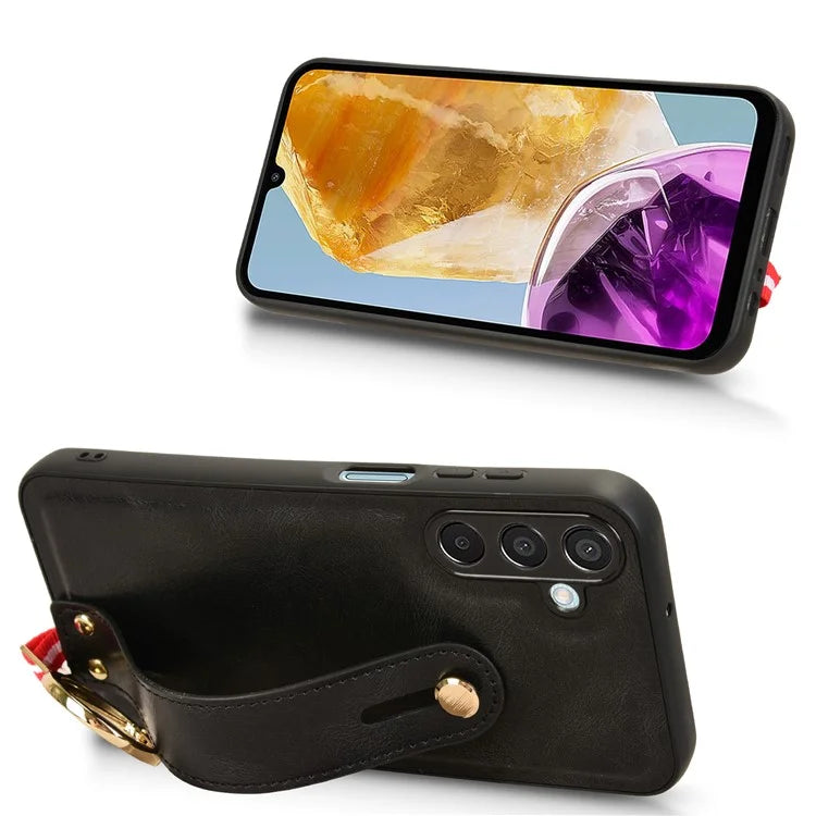 For Samsung Galaxy M15 5G Case Bottle Opener Wristband Leather+PC+TPU Phone Cover