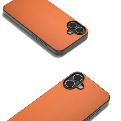 For iPhone 16 Plus Case Anti-Scratch Leather Coated TPU+PC Phone Cover