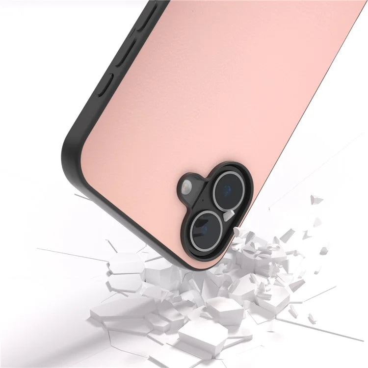 For iPhone 16 Plus Case Anti-Scratch Leather Coated TPU+PC Phone Cover