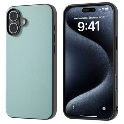For iPhone 16 Plus Case Anti-Scratch Leather Coated TPU+PC Phone Cover