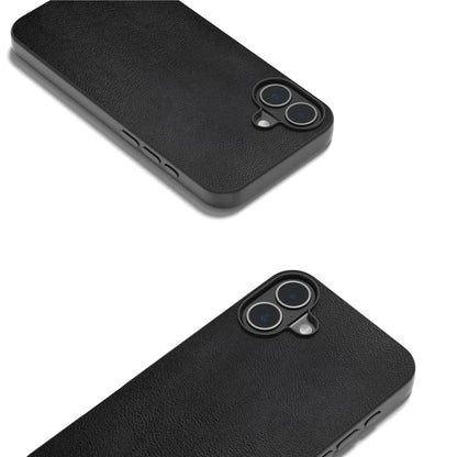 For iPhone 16 Plus Case Anti-Scratch Leather Coated TPU+PC Phone Cover