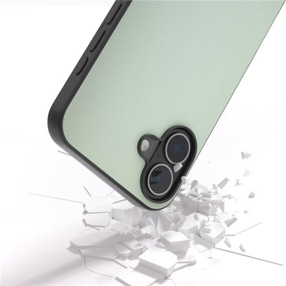 For iPhone 16 Plus Case Anti-Scratch Leather Coated TPU+PC Phone Cover