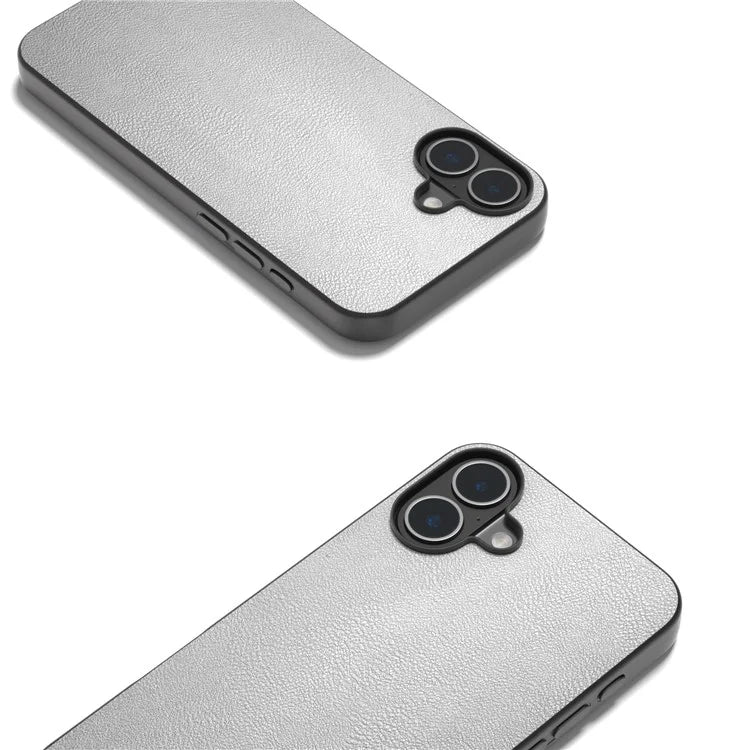 For iPhone 16 Plus Case Anti-Scratch Leather Coated TPU+PC Phone Cover