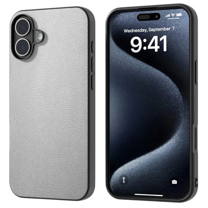 For iPhone 16 Case PU Leather Coated TPU+PC Phone Cover with Black Edge