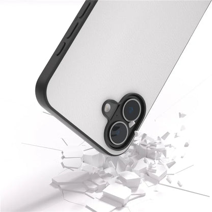 For iPhone 16 Case PU Leather Coated TPU+PC Phone Cover with Black Edge