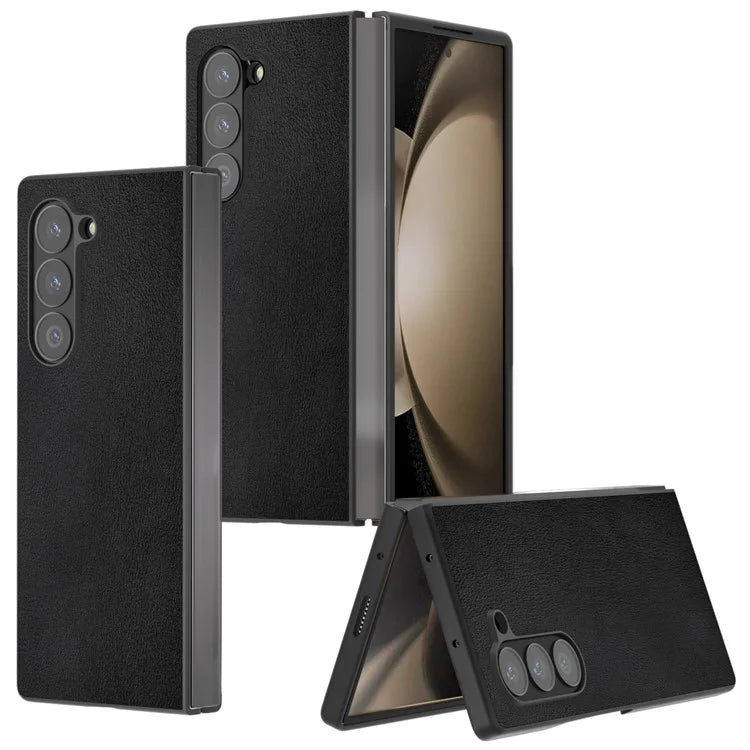 For Samsung Galaxy Z Fold6 5G Case PU Leather Coated PC Protective Phone Cover