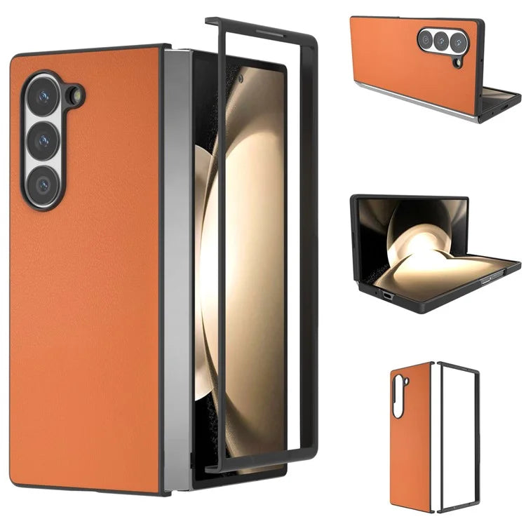For Samsung Galaxy Z Fold6 5G Case PU Leather Coated PC Protective Phone Cover