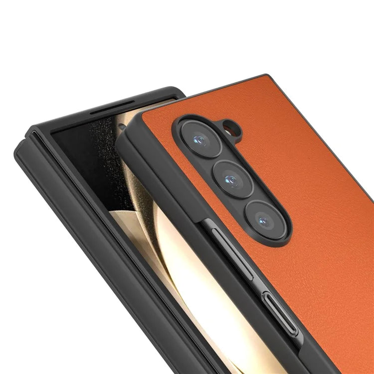 For Samsung Galaxy Z Fold6 5G Case PU Leather Coated PC Protective Phone Cover
