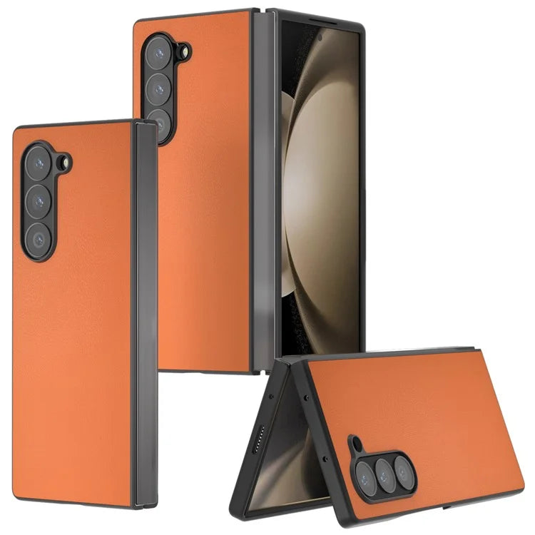 For Samsung Galaxy Z Fold6 5G Case PU Leather Coated PC Protective Phone Cover