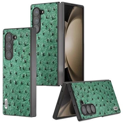 ABEEL For Samsung Galaxy Z Fold6 5G Case Genuine Cow Leather+PC Cover Ostrich Texture