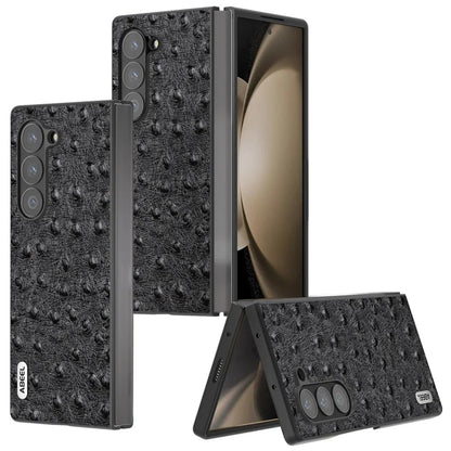 ABEEL For Samsung Galaxy Z Fold6 5G Case Genuine Cow Leather+PC Cover Ostrich Texture