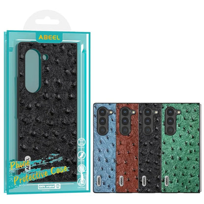 ABEEL For Samsung Galaxy Z Fold6 5G Case Genuine Cow Leather+PC Cover Ostrich Texture