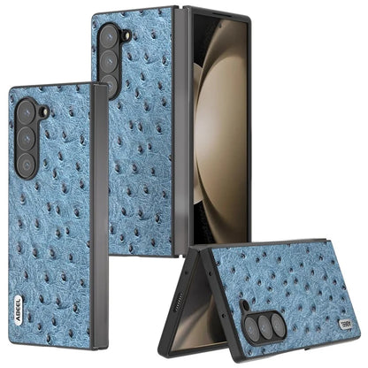 ABEEL For Samsung Galaxy Z Fold6 5G Case Genuine Cow Leather+PC Cover Ostrich Texture