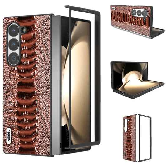 ABEEL For Samsung Galaxy Z Fold6 5G Case Crocodile Texture Genuine Cow Leather Back Cover
