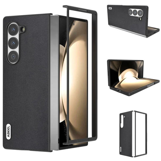 ABEEL For Samsung Galaxy Z Fold6 5G Case Genuine Cow Leather+PC Phone Cover