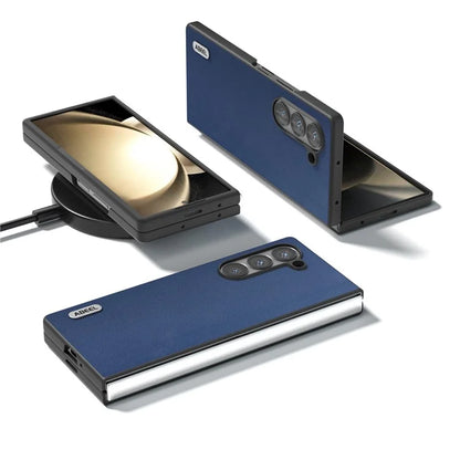 ABEEL For Samsung Galaxy Z Fold6 5G Case Genuine Cow Leather+PC Phone Cover