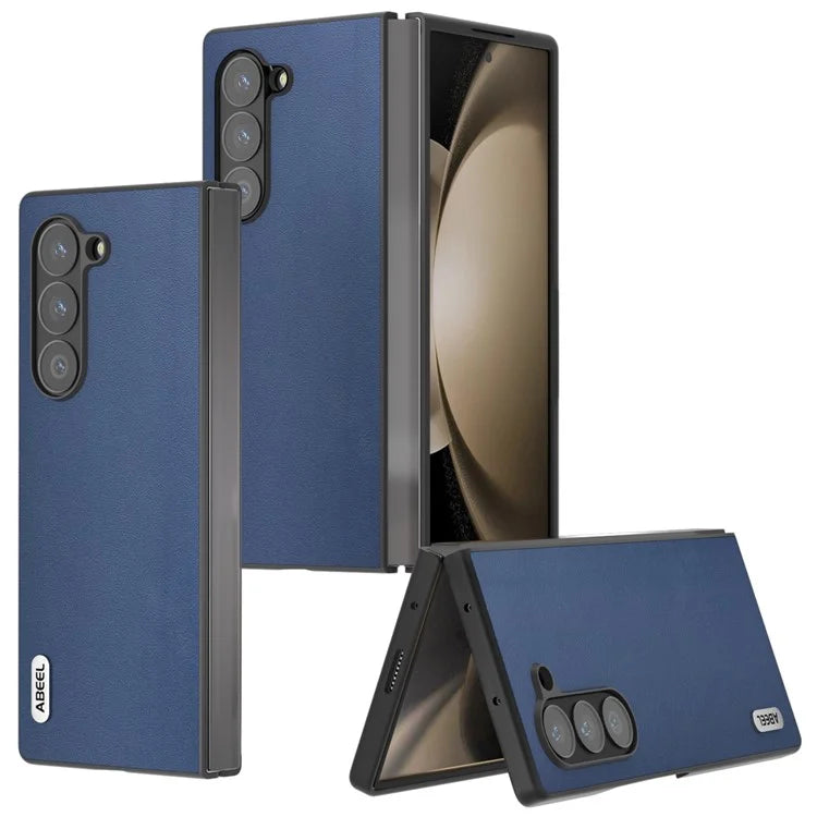 ABEEL For Samsung Galaxy Z Fold6 5G Case Genuine Cow Leather+PC Phone Cover